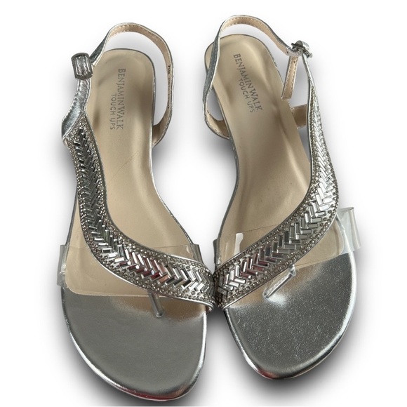 Nwot Benjamin Walk Touch Ups Silver Rhinestone Formal Kitten Heel Shoe Size 7.5 - Picture 16 of 16